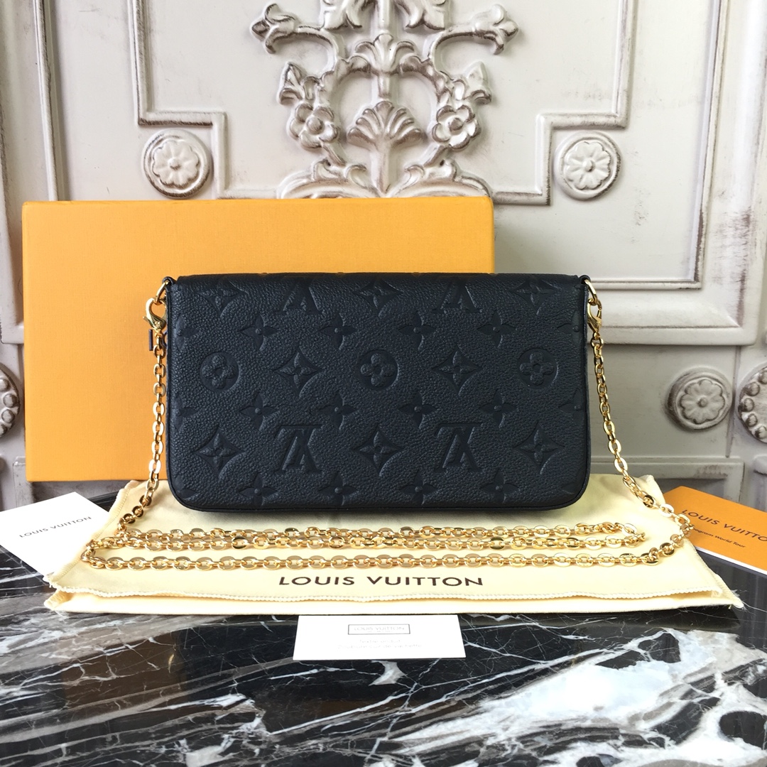 Louis Vuitton FELICIE POCHETTE Handbag Monogram Empreinte M64064 Black